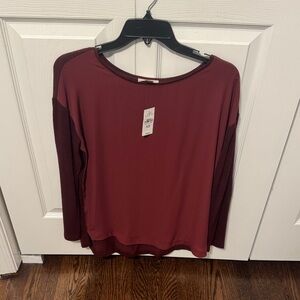 NWT LOFT Deep Red Long Sleeve Top